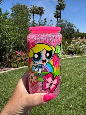 Power puff girls snow globe tumbler 16oz
